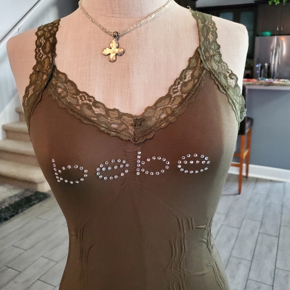 bebe Tops - EUC BEBE SEXY RHINESTONE EMBELLISHED LOGO TANK TOP